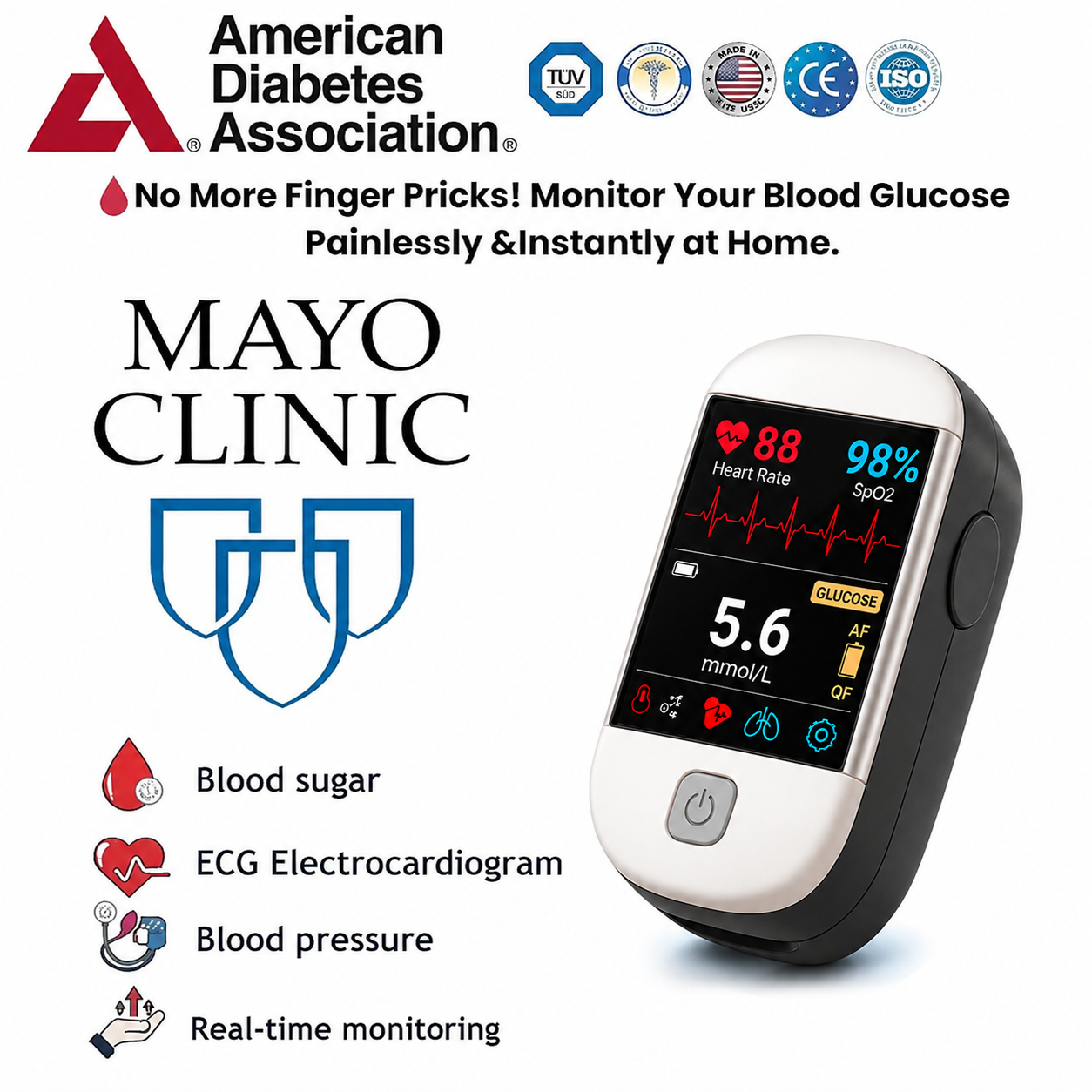 2026 second generation 12-in-1 smart blood medical instrument / 12 health reports - No-Prick