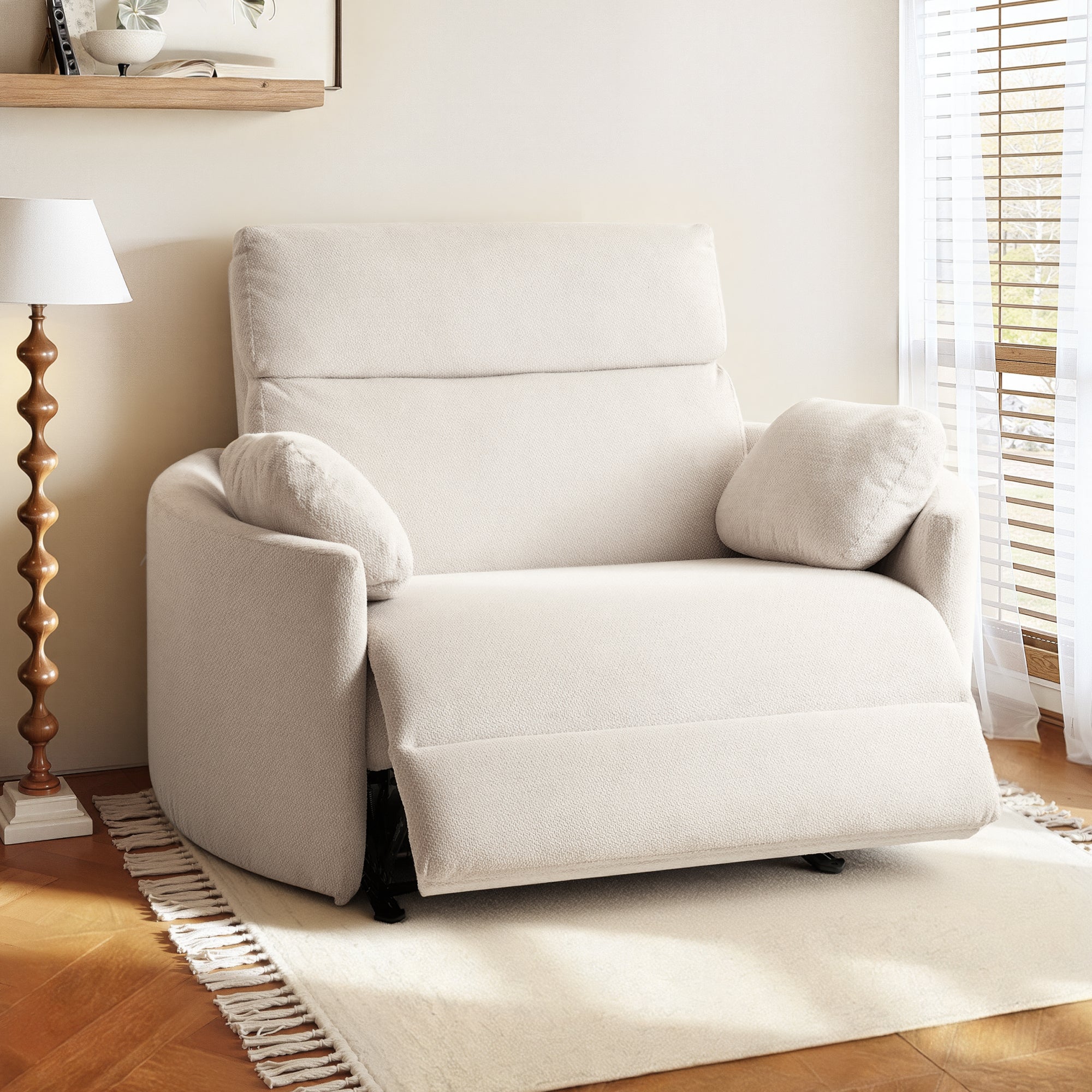 54" Oversized Zero Wall Power Recliner with Anti-Pinch Safety, USB & Type-C Charging, Plush Chenille Upholstery