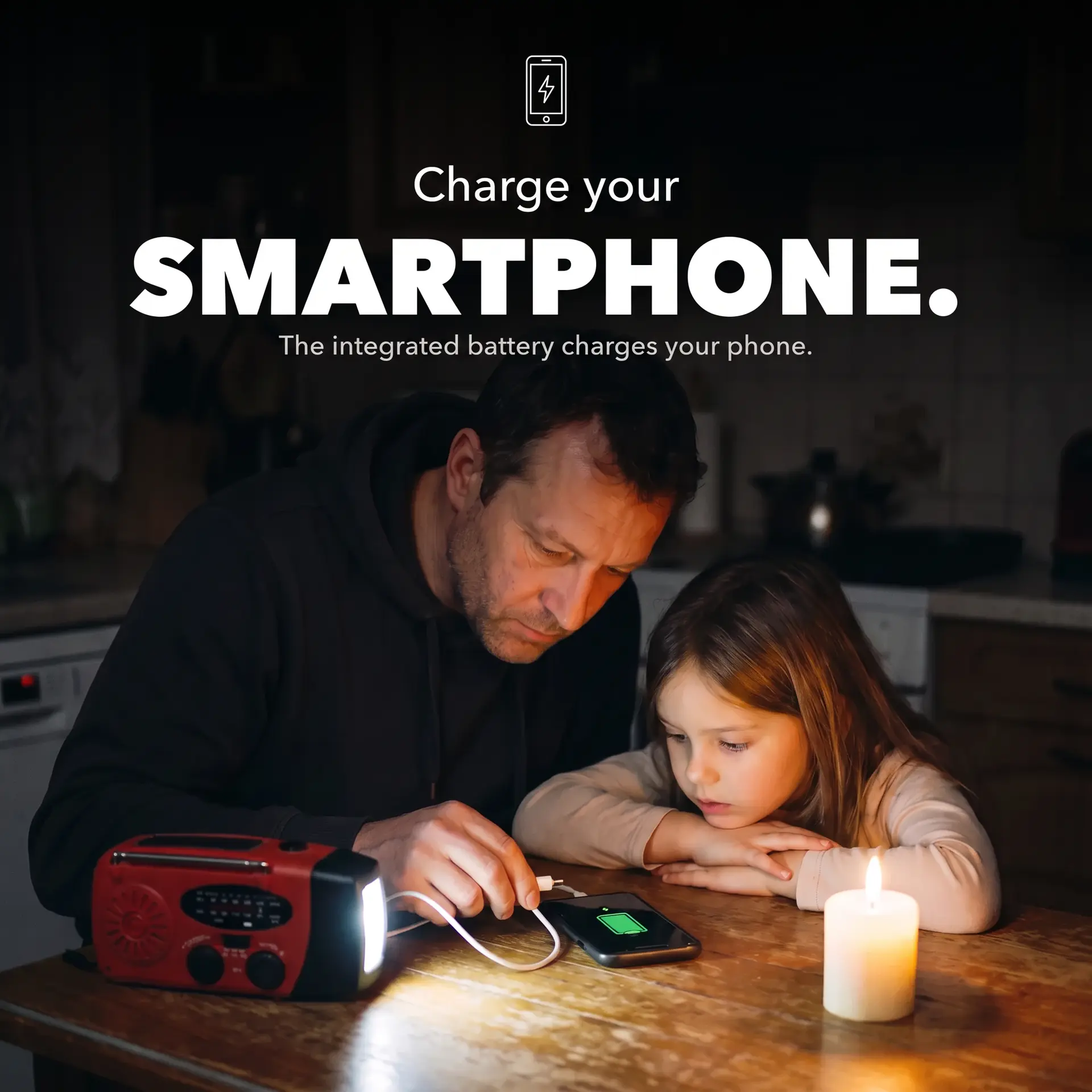 Portable Emergency Radio with Solar & Hand Crank Charging