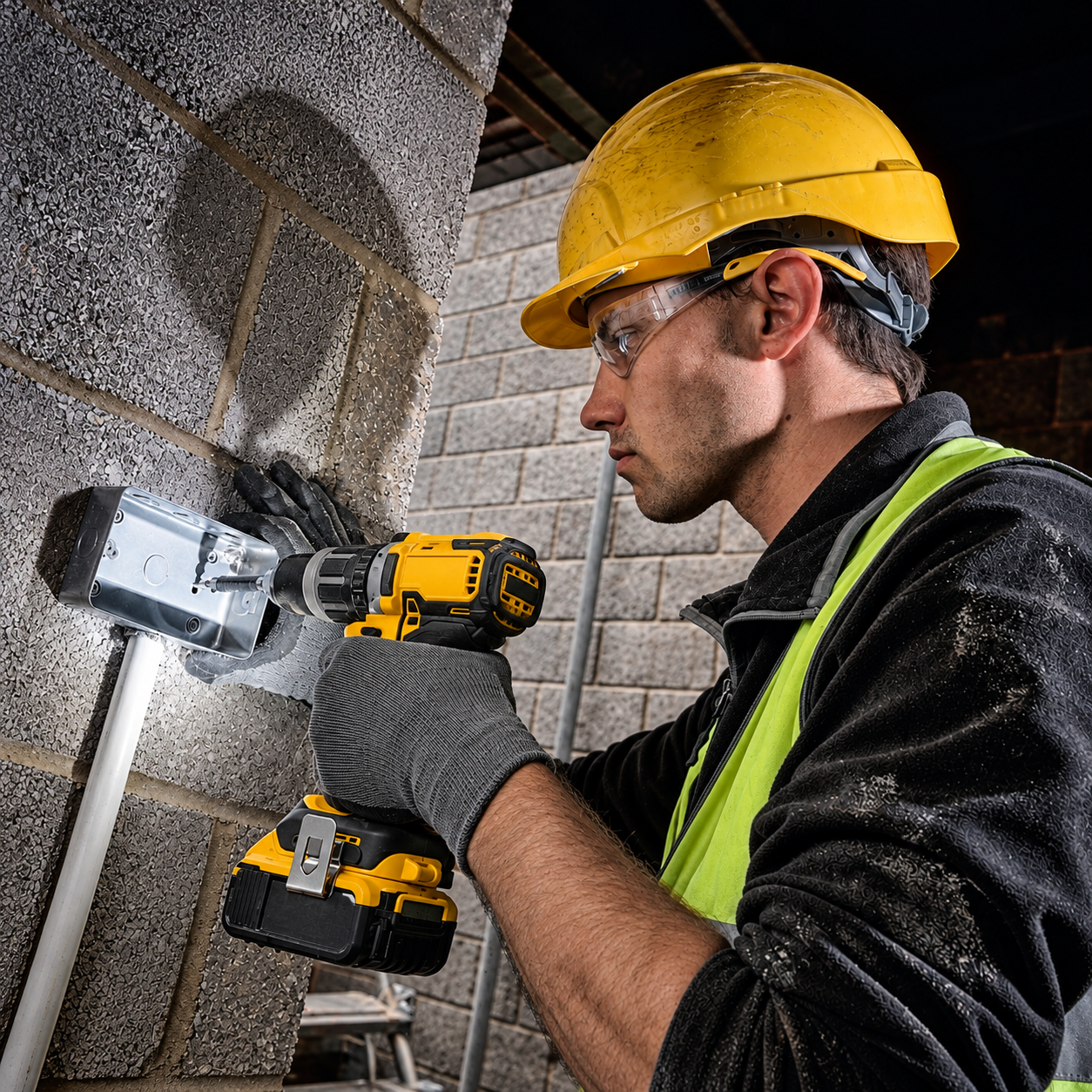 Cordless circular saw in use