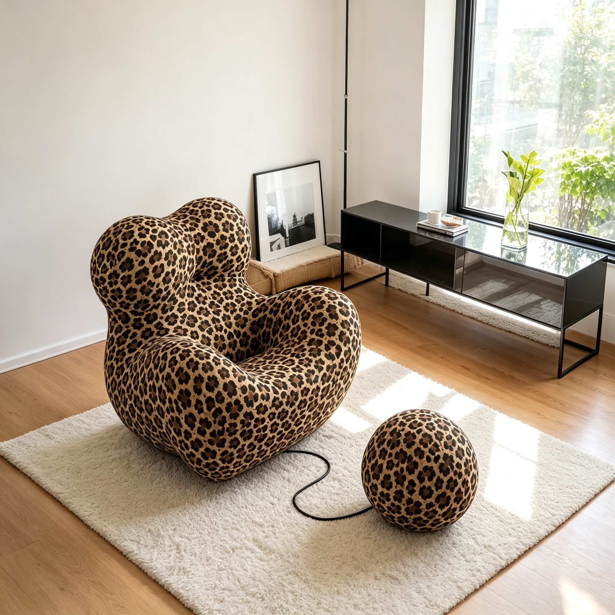 Small Loveseat Sofa with Movable Ottoman – Comfy Linen Fabric & Memory Foam