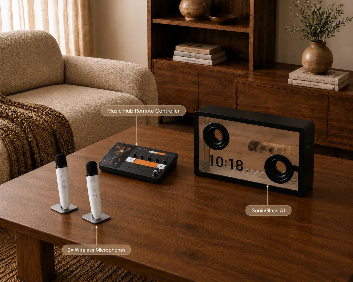 Record-Inspired Hi-Fi Bluetooth Speaker with Dynamic Lyrics Display