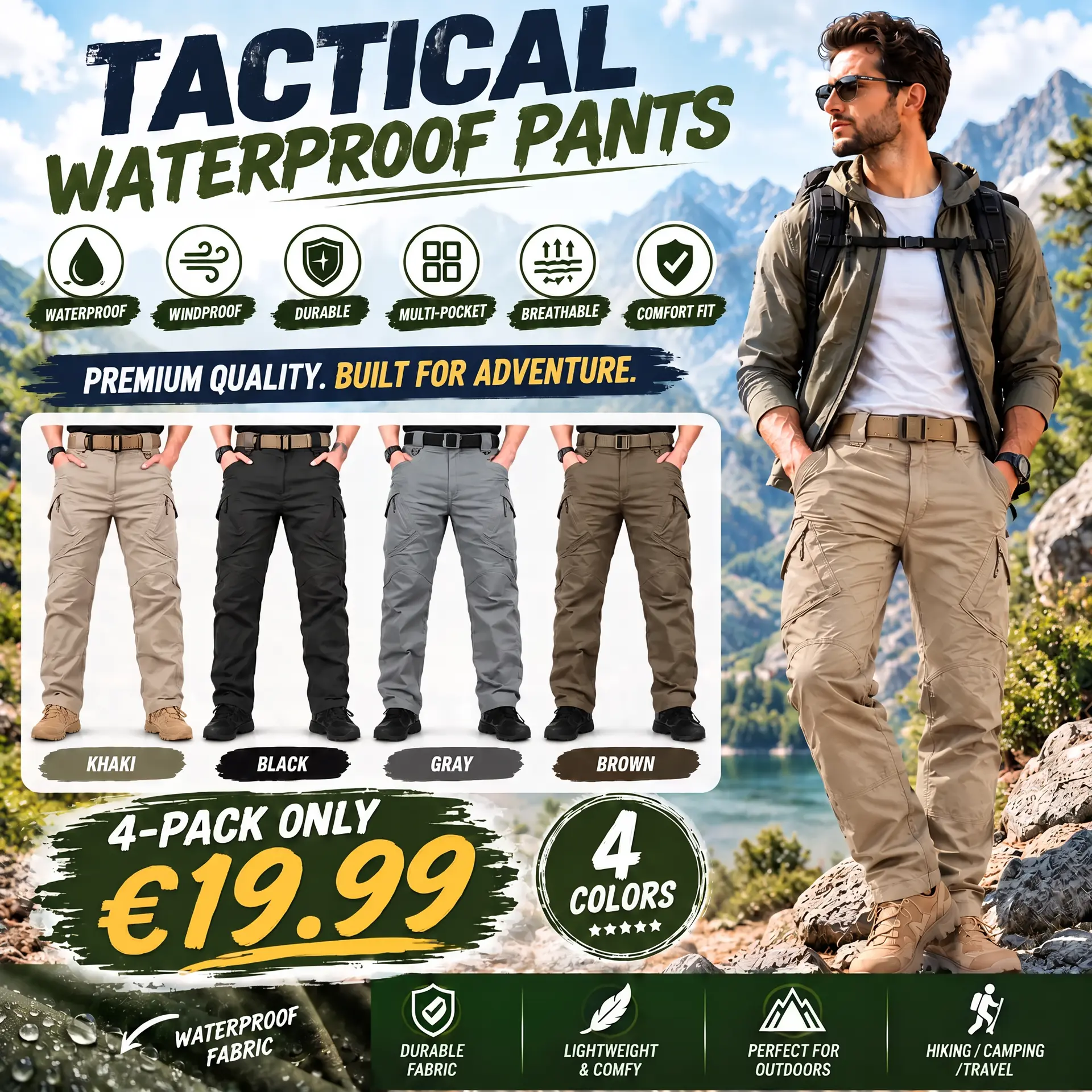 🔥 BESTSELLER | 8PCS $25.99 | Men's waterproof tactical cargo pants