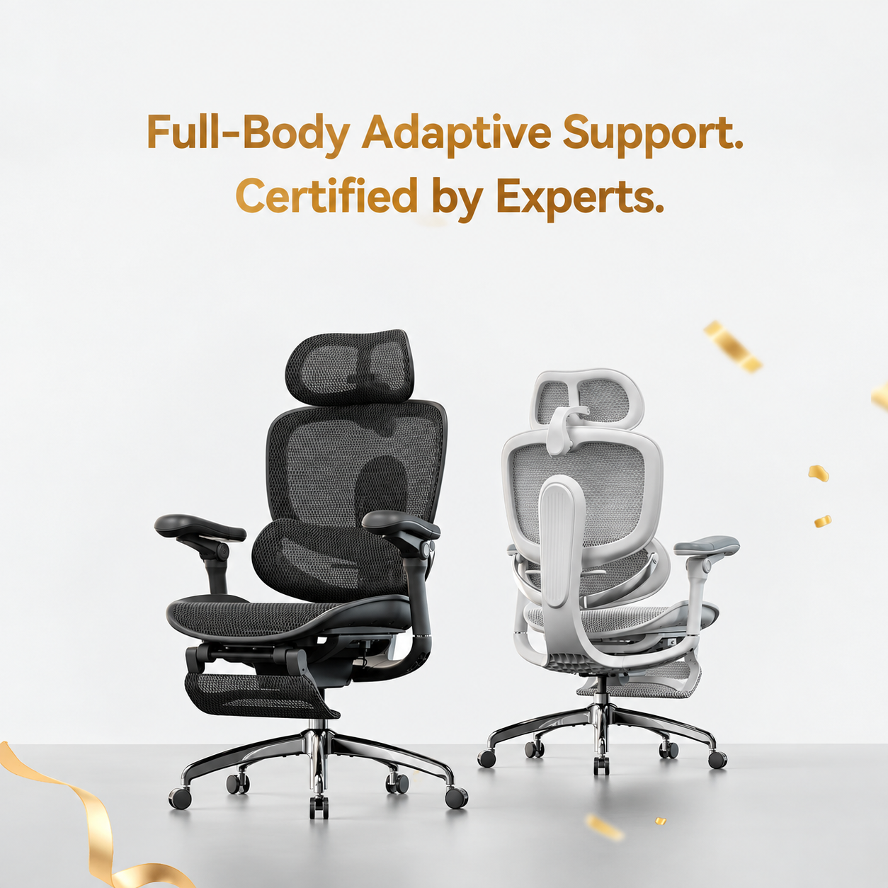 Full Body Adaptive Ergonomic Office Chair with 8D Adjustable Armrests and Dynamic Lumbar Support