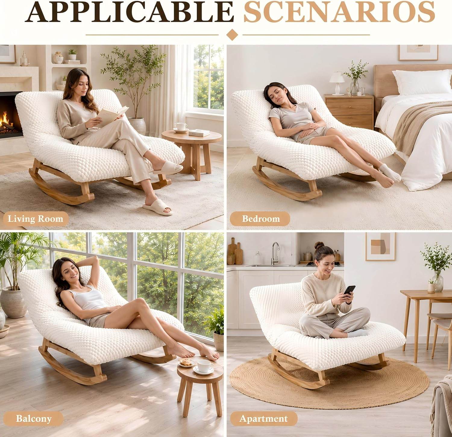 Oversized Rocking Chair Indoor with Corduroy Cushion