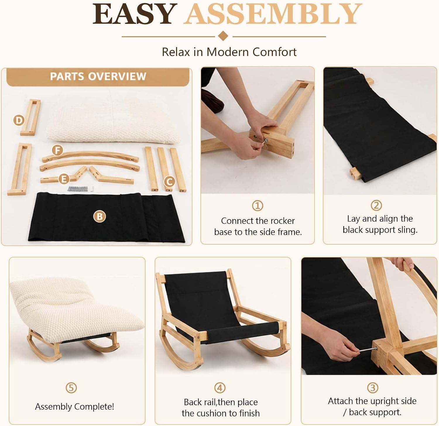 Easy assembly rocking chair
