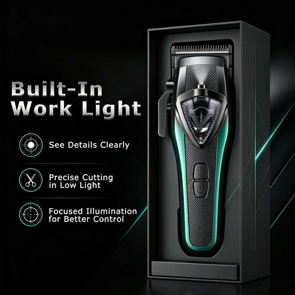Professional barber using hair clipper