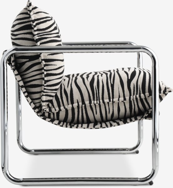 Modern Zebra Print Accent Armchair with Chrome Frame