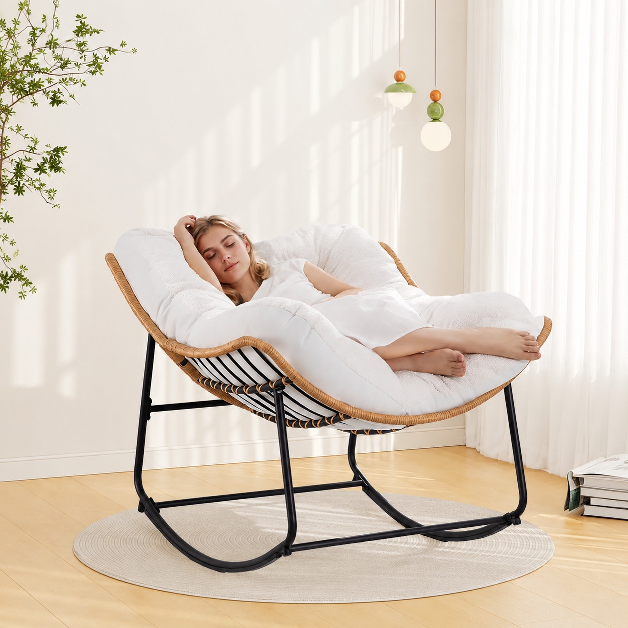 Oversized Wicker Outdoor Rocking Chair