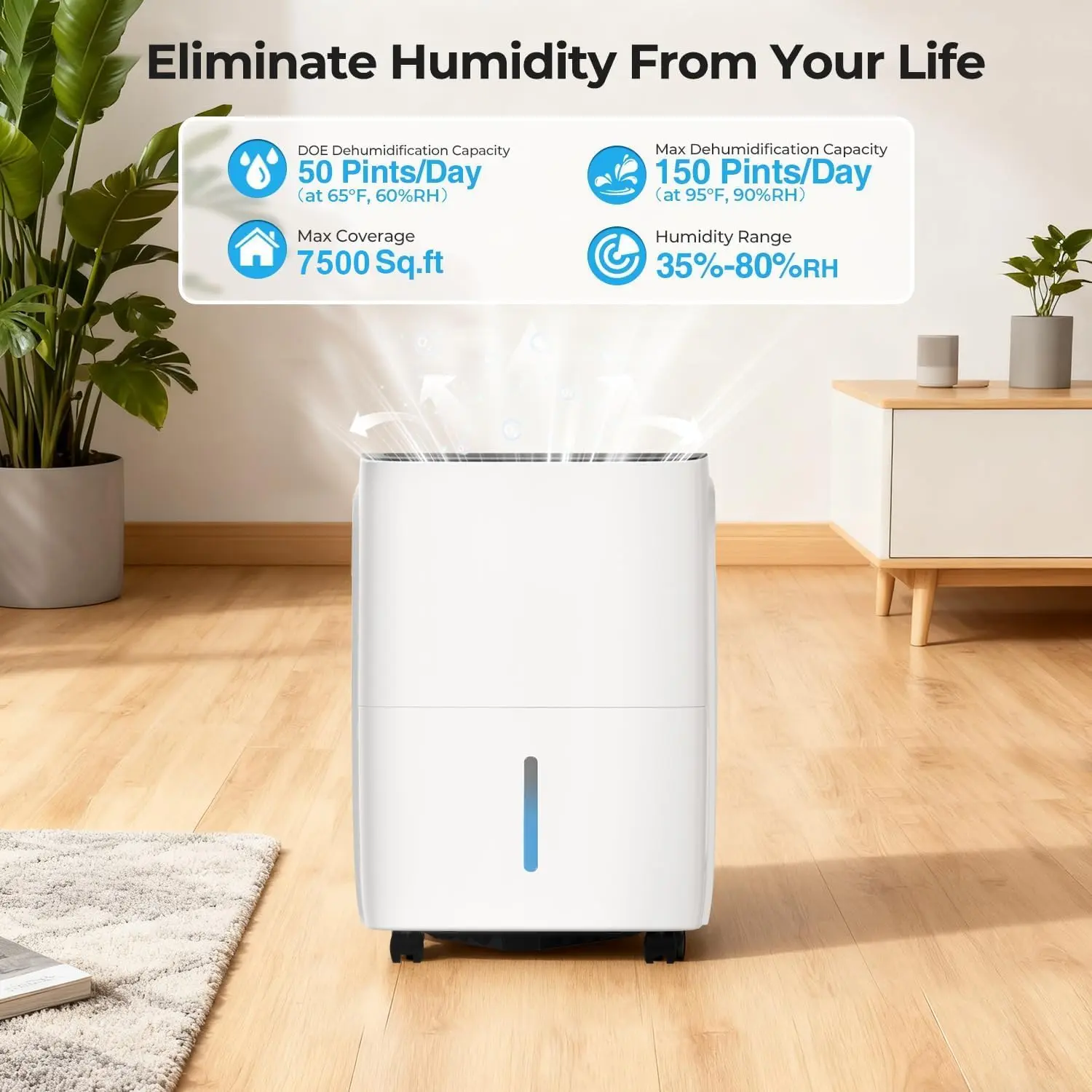 150 Pint Max / 50 Pint DOE Dehumidifier