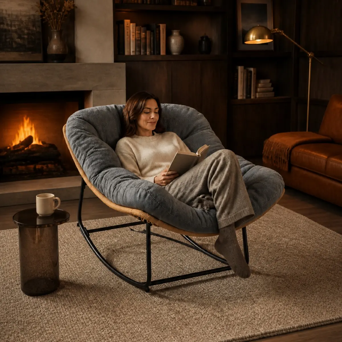 Oversized Wicker Outdoor Rocking Chair