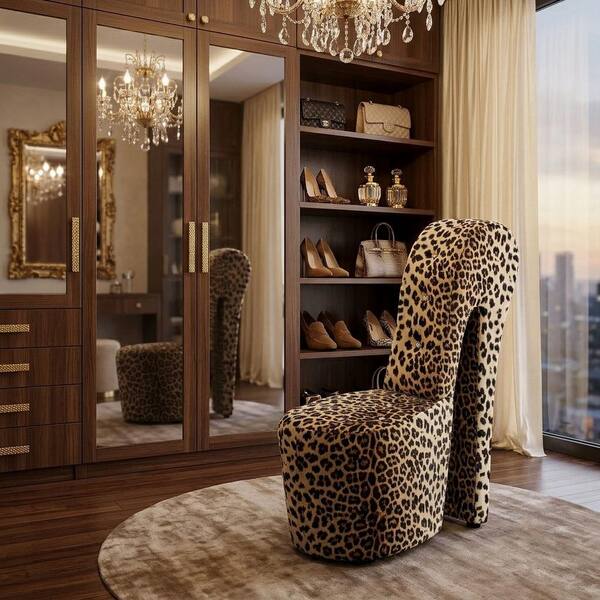 High Heel Shoe Occasional Chair in Zebra Print - Novelty Accent Seating for Bedroom and Closet