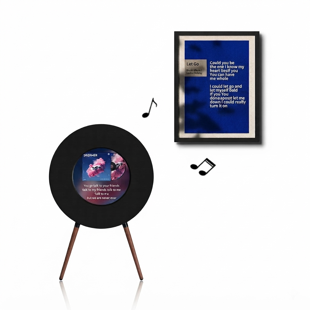 Record-Inspired Hi-Fi Bluetooth Speaker with Dynamic Lyrics Display