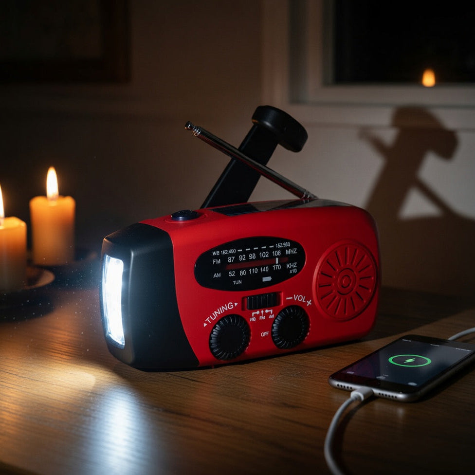 Portable Emergency Radio with Solar & Hand Crank Charging