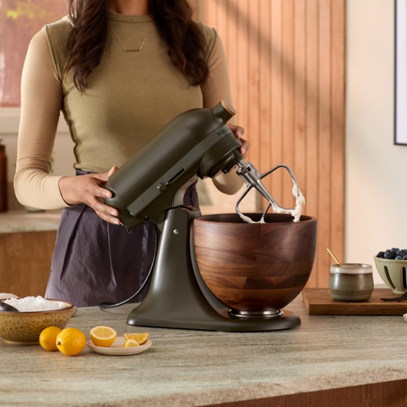 Premium 5-Quart Tilt-Head Stand Mixer with Natural Walnut Bowl