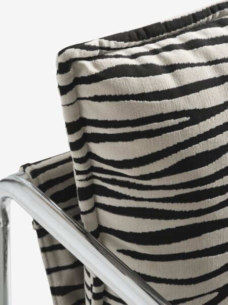 Modern Zebra Print Accent Armchair with Chrome Frame
