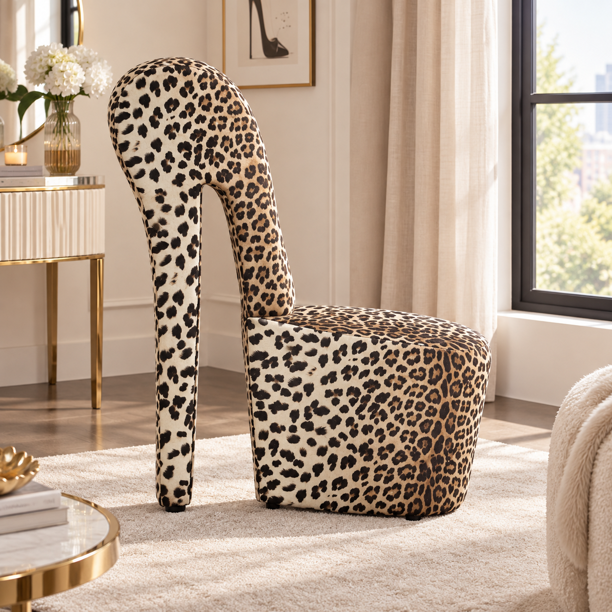 Leopard print upholstery detail
