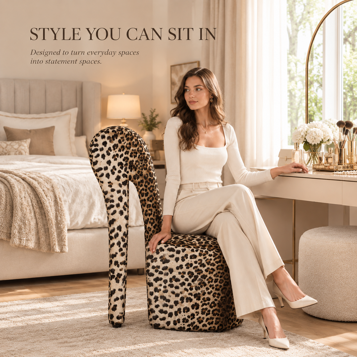 Leopard Print High Heel Accent Chair