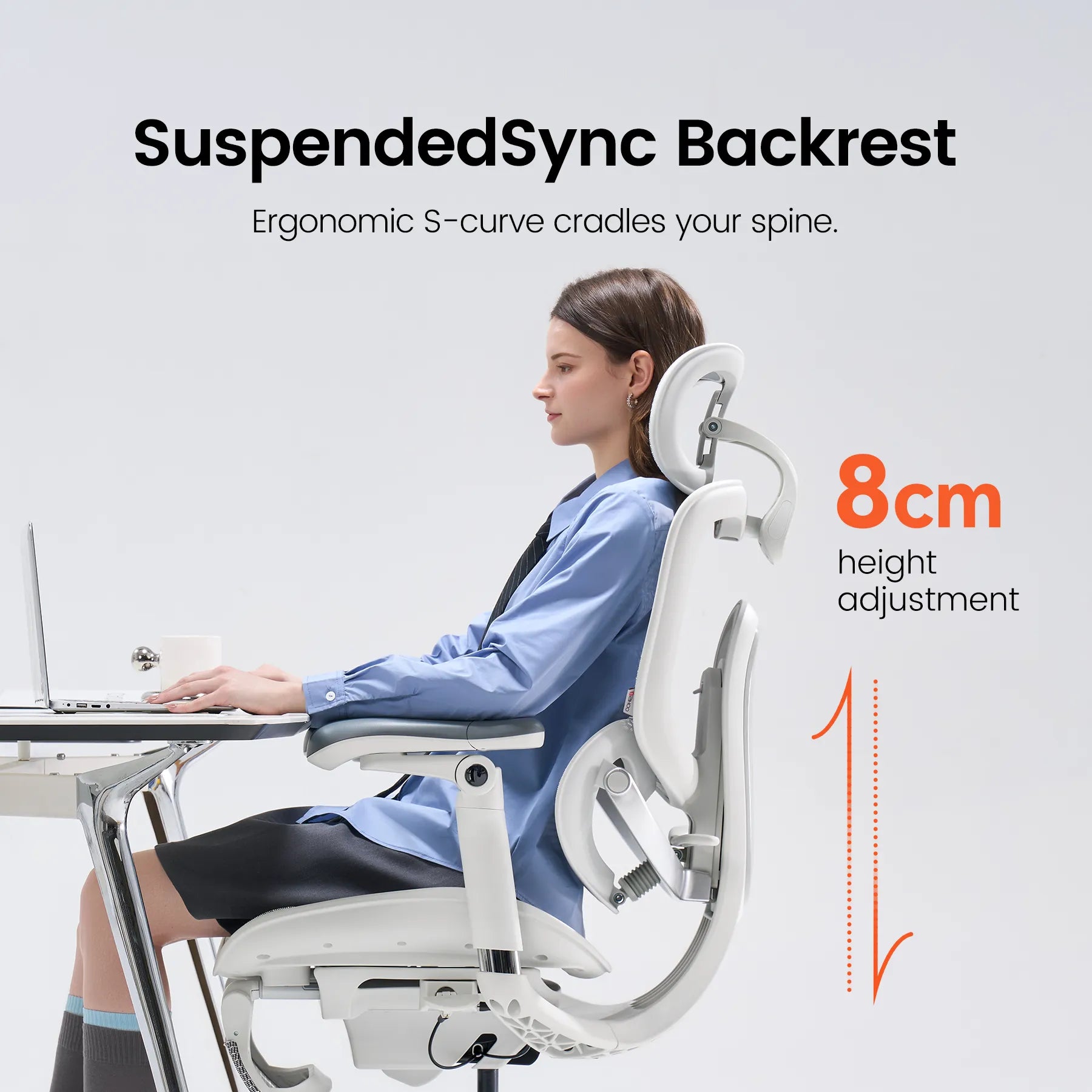 Full Body Adaptive Ergonomic Office Chair with 8D Adjustable Armrests and Dynamic Lumbar Support