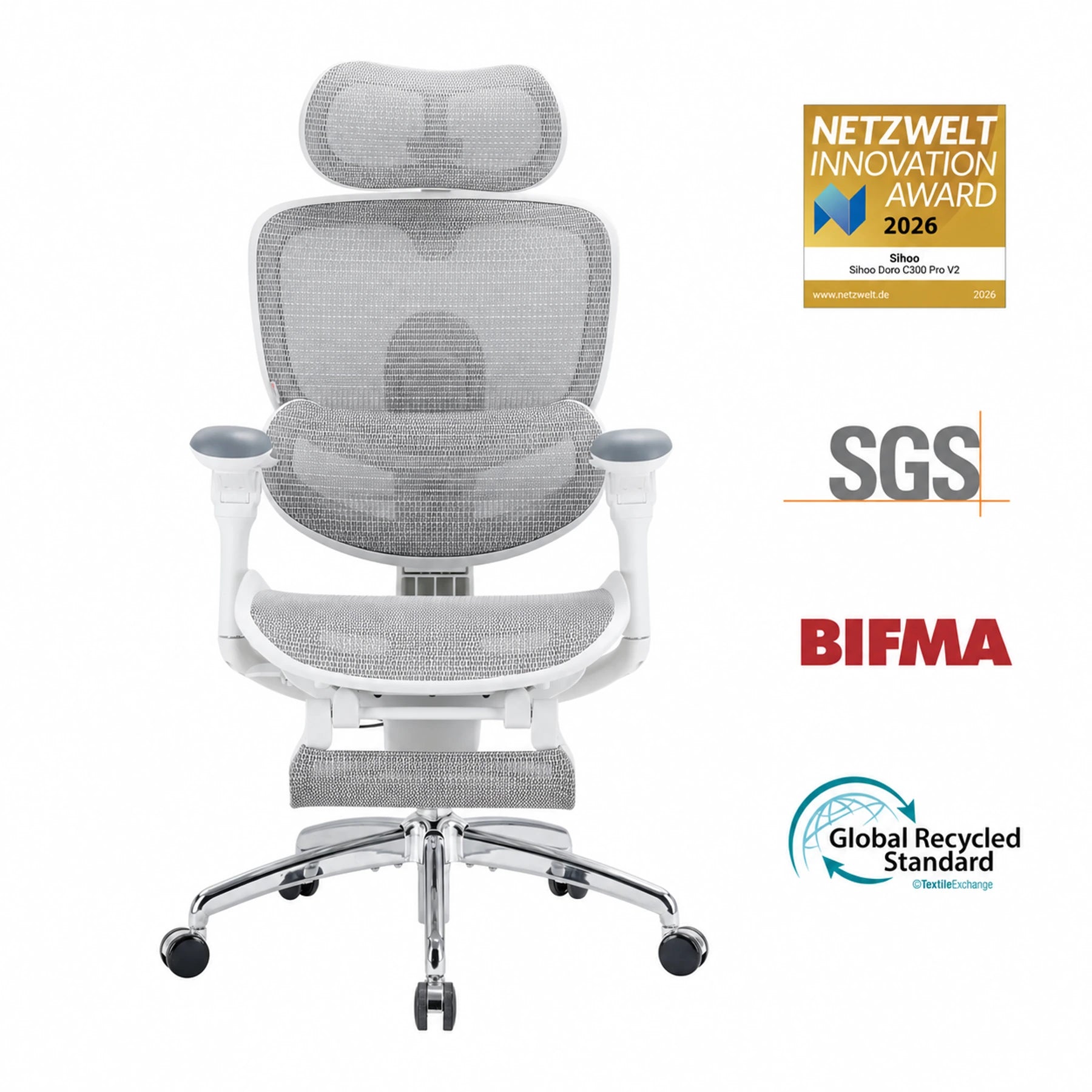 Full Body Adaptive Ergonomic Office Chair with 8D Adjustable Armrests and Dynamic Lumbar Support