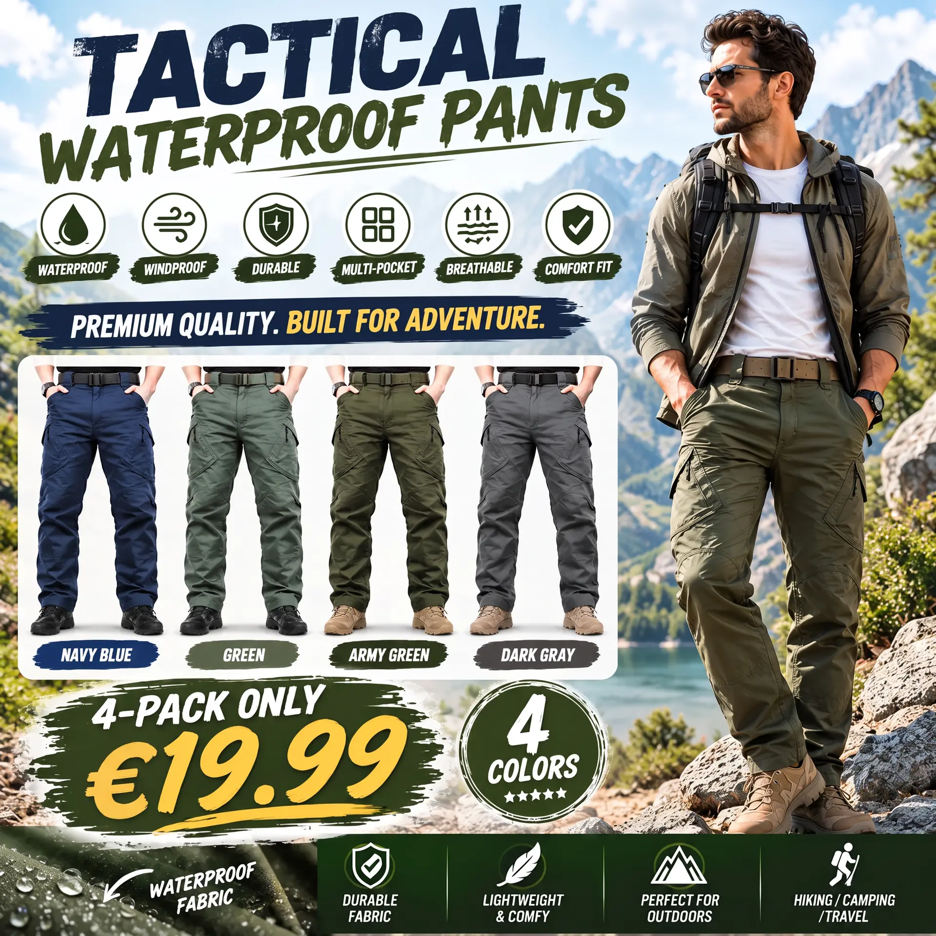 🔥 BESTSELLER | 8PCS $25.99 | Men's waterproof tactical cargo pants