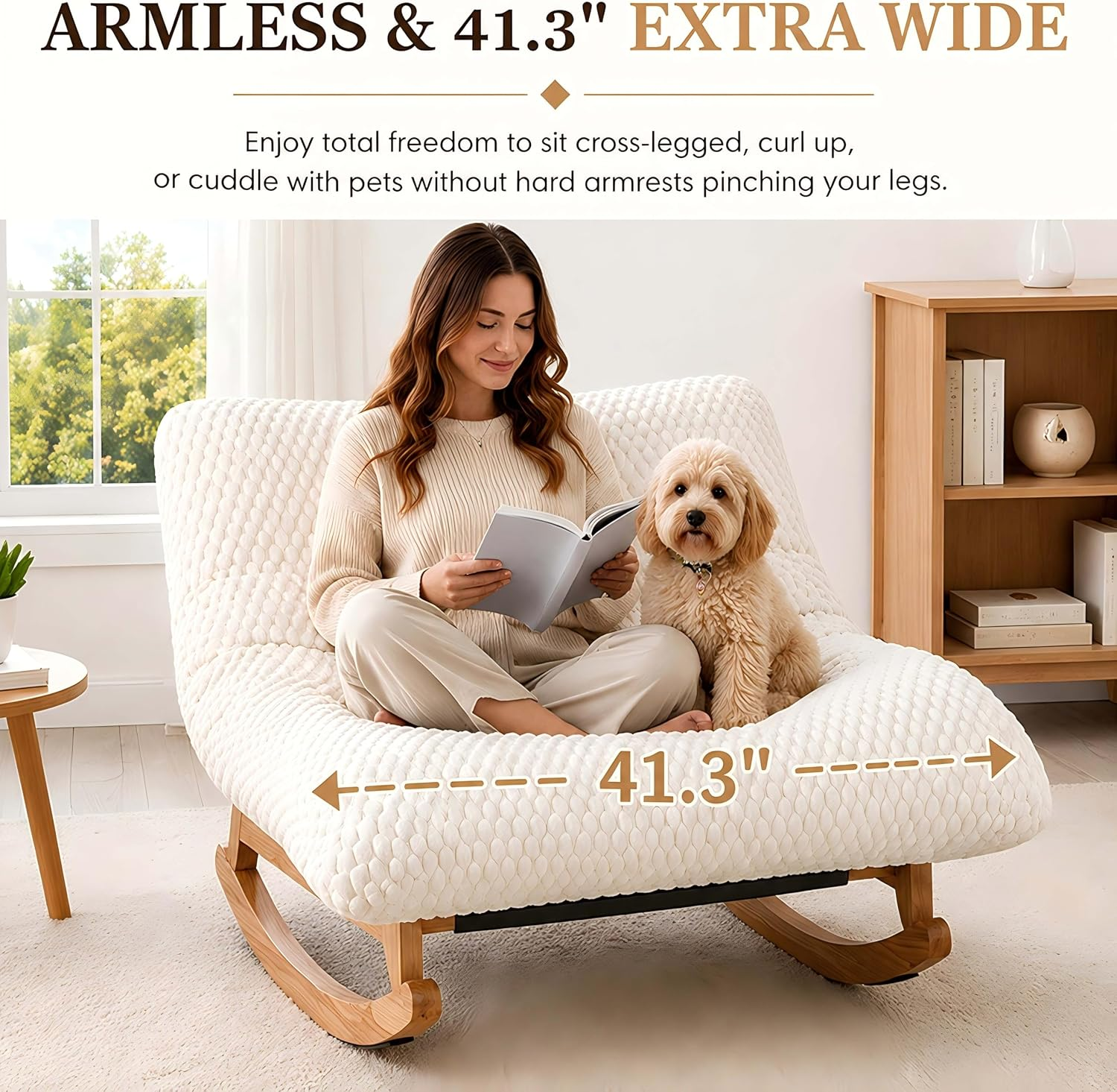 Extra wide armless rocking chair lifestyle