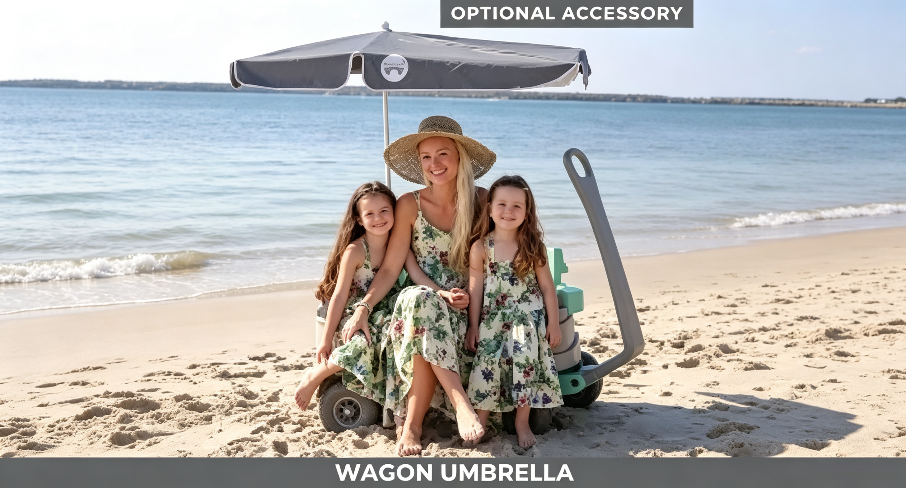Hybrid Stroller Wagon, Holds Up To 4 Kids, Built‑In Insulated Cooler, All‑Terrain 9‑Inch Tires, 180° 5th‑Wheel Steering, Bench Seating For Beach Park Camping Outdoor Family Use