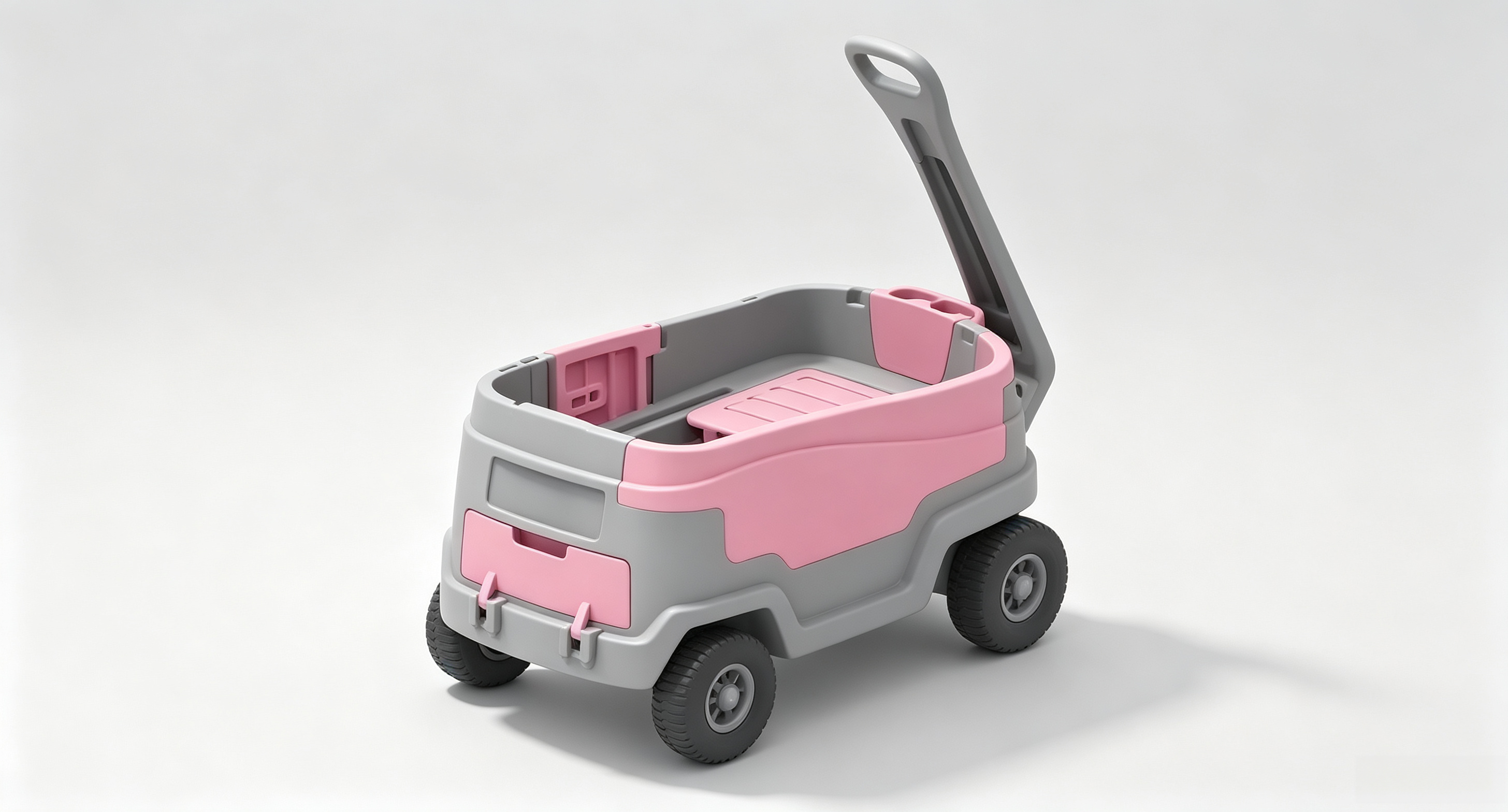 Hybrid Stroller Wagon, Holds Up To 4 Kids, Built‑In Insulated Cooler, All‑Terrain 9‑Inch Tires, 180° 5th‑Wheel Steering, Bench Seating For Beach Park Camping Outdoor Family Use