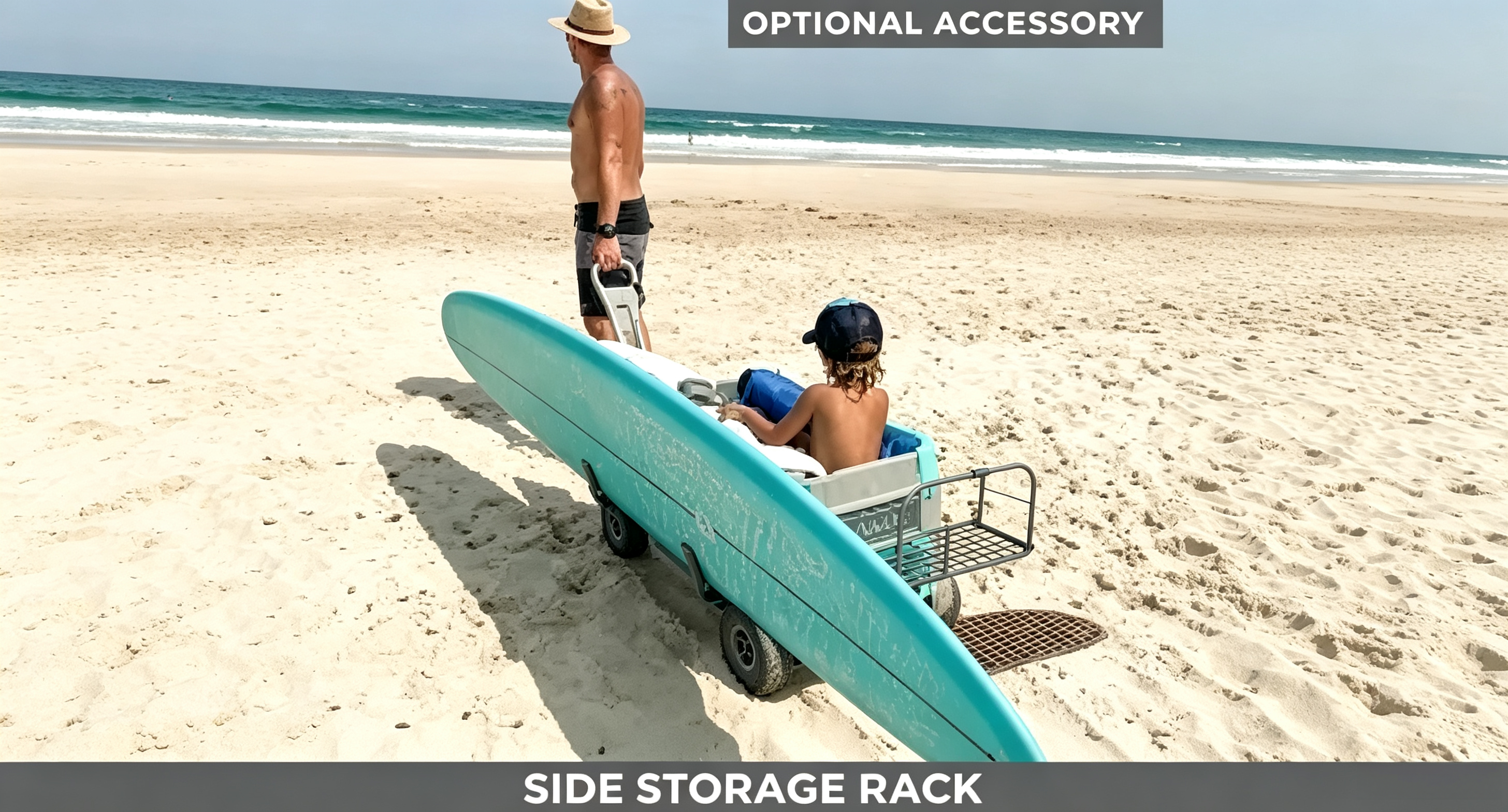 Hybrid Stroller Wagon, Holds Up To 4 Kids, Built‑In Insulated Cooler, All‑Terrain 9‑Inch Tires, 180° 5th‑Wheel Steering, Bench Seating For Beach Park Camping Outdoor Family Use