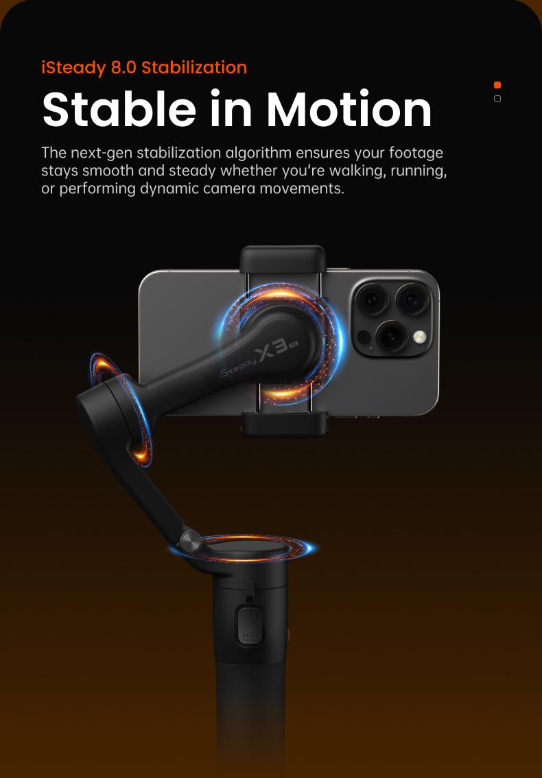 hohem iSteady X3 SE Gimbal Stabilizer for iPhone & Android, Smartphone Foldable Gimbal with Detachable Remote Control, Portable Foldable 3-Axis Phone Gimbal for Android & iPhone17 series, Ideal for Travel Vlogging