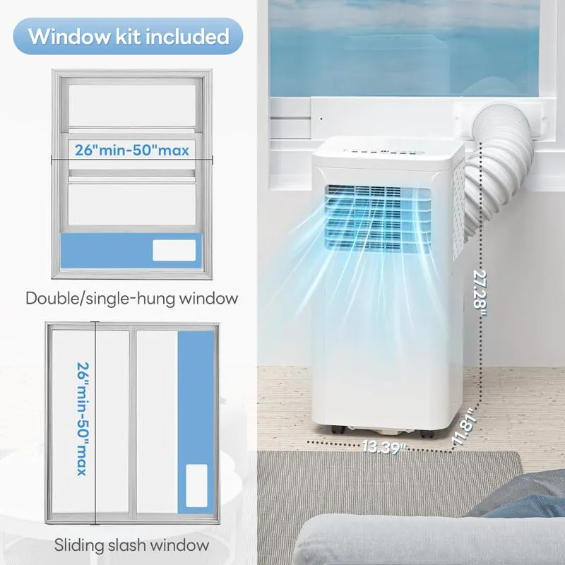3-in-1 Portable Air Conditioner with Remote Control & Window Kit (8,000/10,000 BTU)