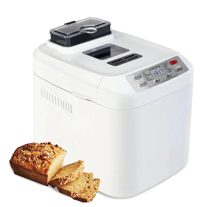 2LB Automatic Bread Maker Machine, 12-in-1 Baking Programs with Auto Fruit Nut Dispenser, 13H Delay Timer & 1H Keep Warm, 3 Crust Colors & 2 Loaf Sizes, Non-Stick Removable Pan for Gluten Free Dough Cake Jam