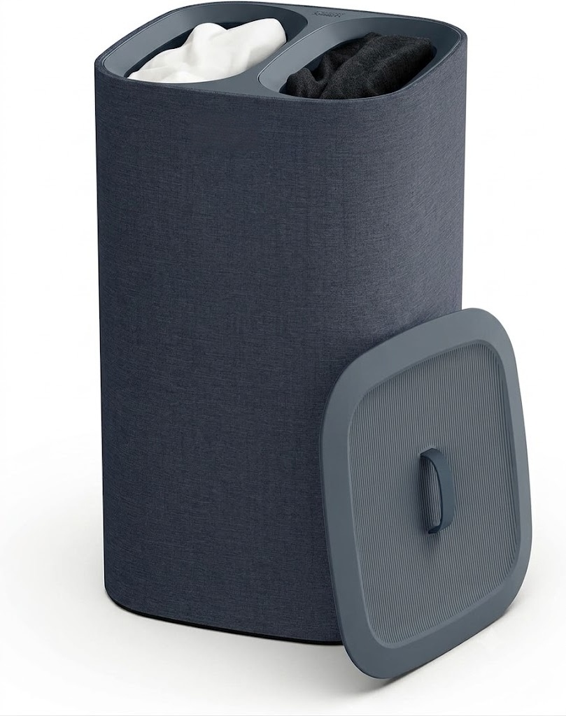 Laundry Hamper Separation Basket with lid, 2 Removable Washing Bags with Handles