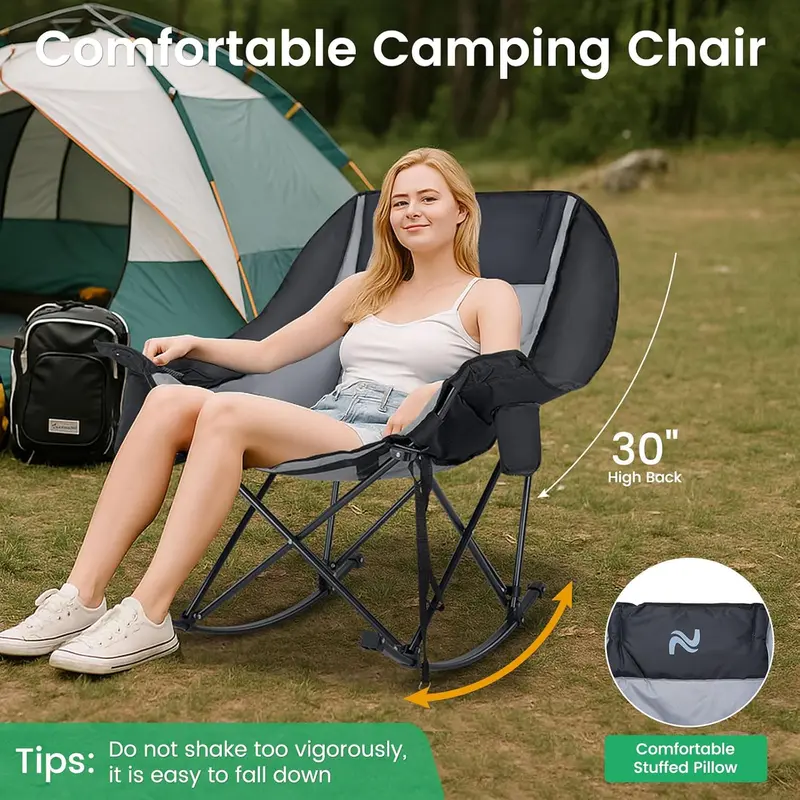 MOPHOTO XXL Oversized Rocking Camping Chair - 400 lbs Support