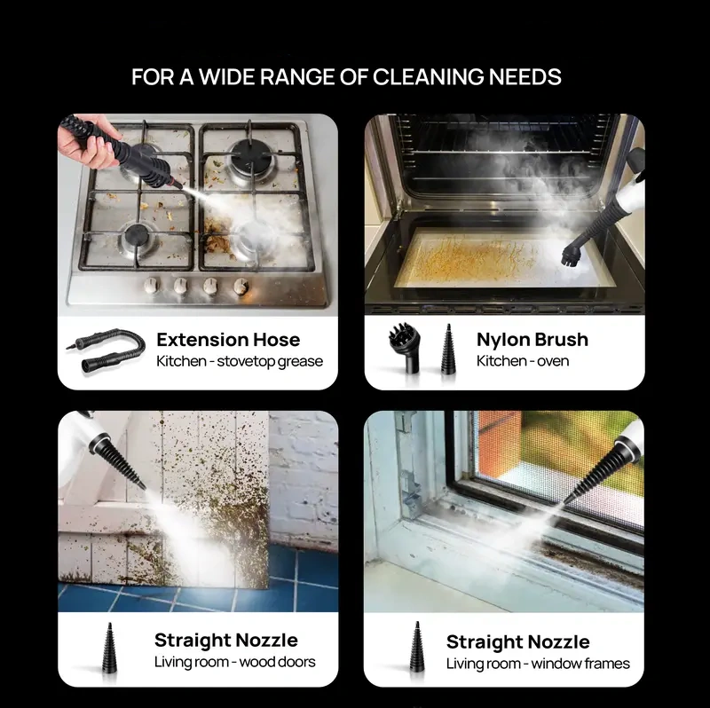 Handheld Steam Cleaner, 1050W High‑Pressure Steam Cleaning Tool, 12‑Piece Accessory Kit, Chemical‑Free for Home Kitchen Bathroom Car Interior Cleaning