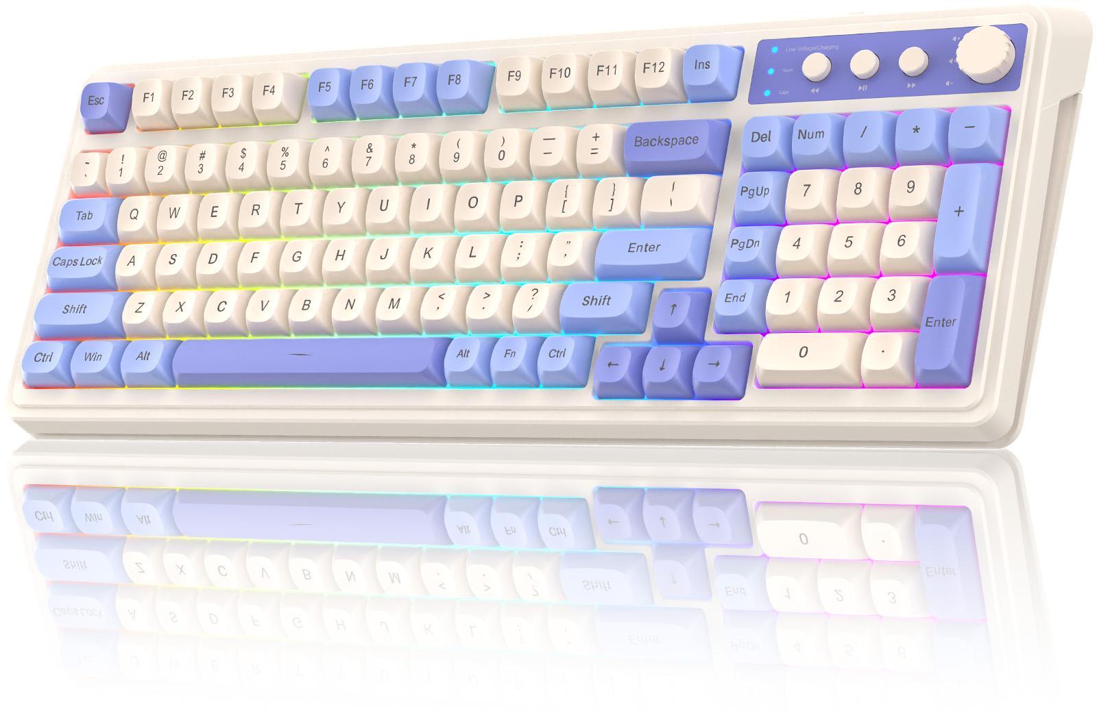 [Restock]AULA S99 Key Keyboard, Tri-Mode Bluetooth/2.4GHz/USB-C Cute Creamy Gaming Keyboard with Number Pad RGB Backlit, Media Knob Custom for MAC Xbox PC Gamer Valentine's Day gift S99 Keyboard Fixed Keycaps & Switches (Non-Replaceable)