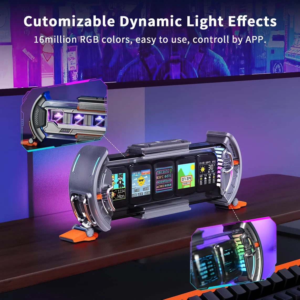 LED Alarm Clock with Smart APP Control - Cyberpunk Gaming Digital Wall Clock, Personalized Dashboard, WiFi Connect, Pixel Art, RGB LED Display, Ambient Light, Dorm/Room Decor, Home/Desk Accessory, Friends and Lovers Birthday Gift