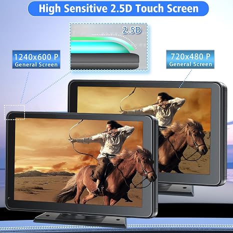 2026 Upgraded Portable Wireless CarPlay Screen for Android and iPhone, Dashboard Touch Screen Car Monitor, Multimedia Radio Receiver with Bluetooth/Navigation, Car Accessories