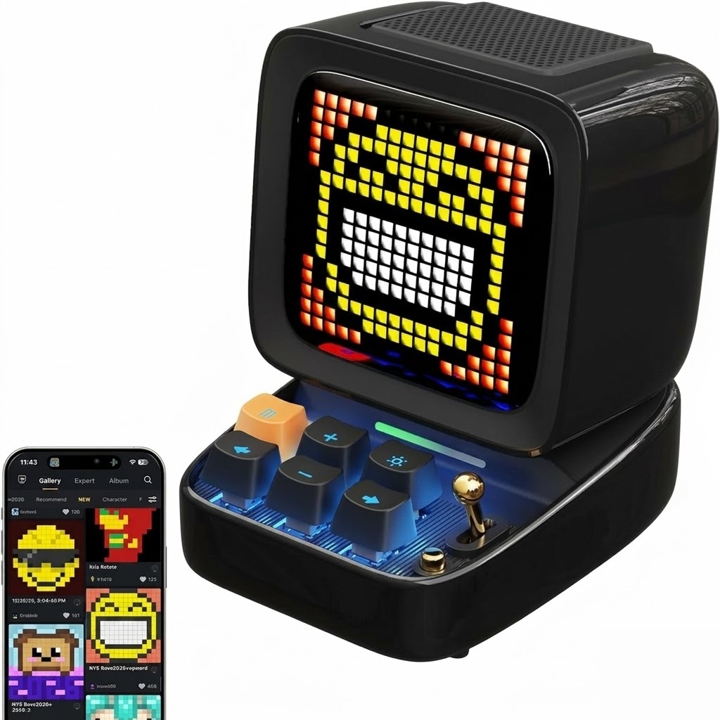 Retro Pixel Art Game Bluetooth Speaker with 16X16 LED App Controlled Front Screen