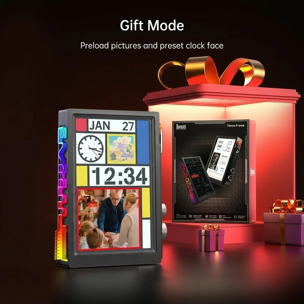 Transparent Smart Desk Display, Photo & Video Sharing, RGB Light for Desk Setup, Digital Photo Frame, WFH Work Photo Frame Functionality