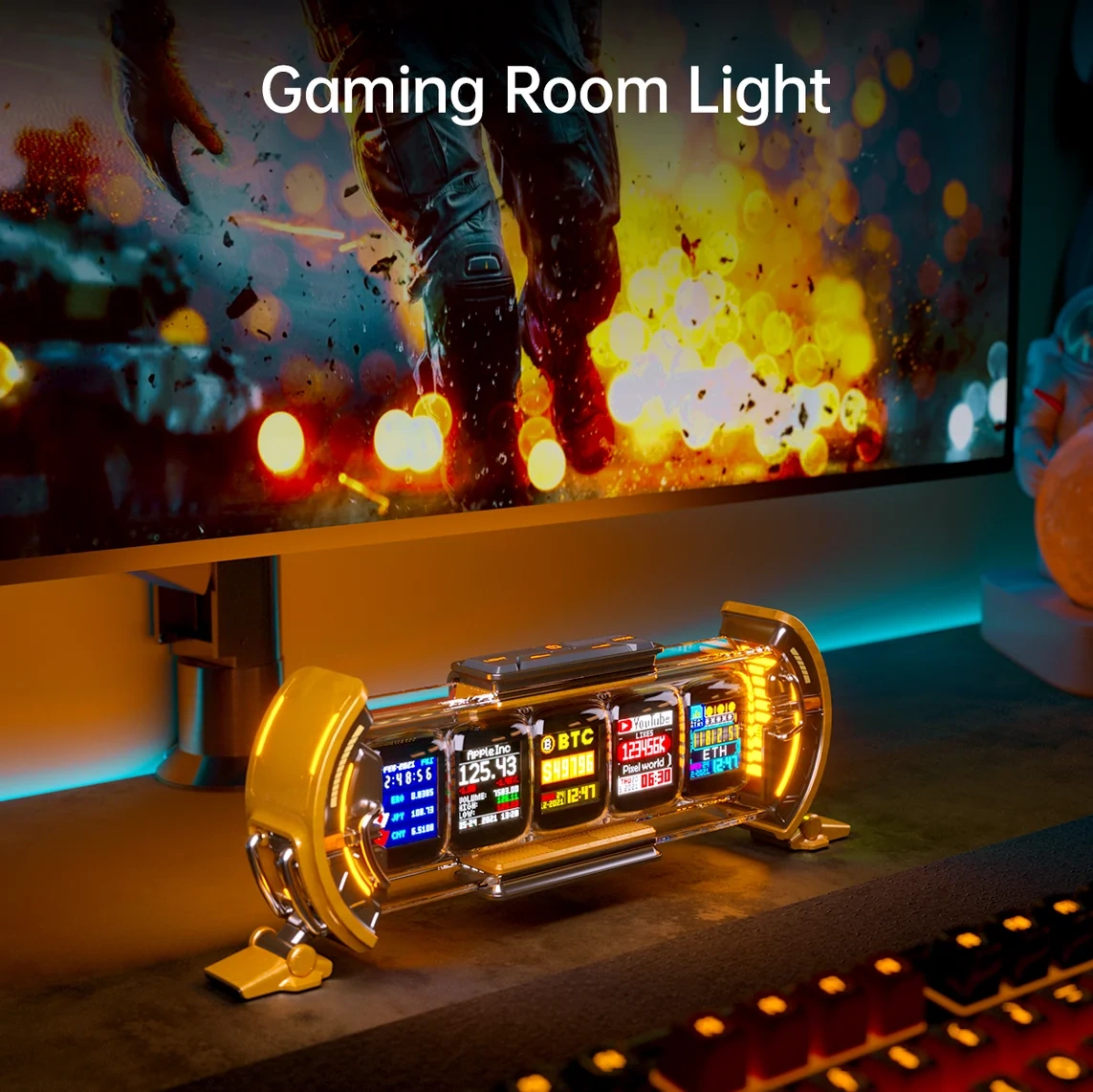 LED Alarm Clock with Smart APP Control - Cyberpunk Gaming Digital Wall Clock, Personalized Dashboard, WiFi Connect, Pixel Art, RGB LED Display, Ambient Light, Dorm/Room Decor, Home/Desk Accessory, Friends and Lovers Birthday Gift