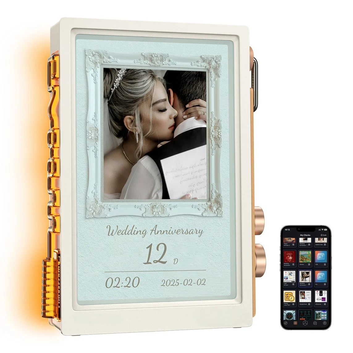Transparent Smart Desk Display, Photo & Video Sharing, RGB Light for Desk Setup, Digital Photo Frame, WFH Work Photo Frame Functionality