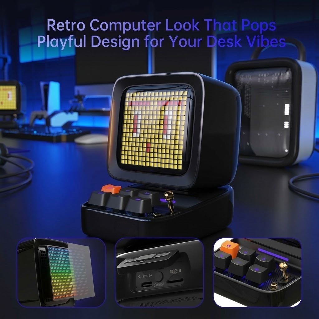 Retro Pixel Art Game Bluetooth Speaker with 16X16 LED App Controlled Front Screen