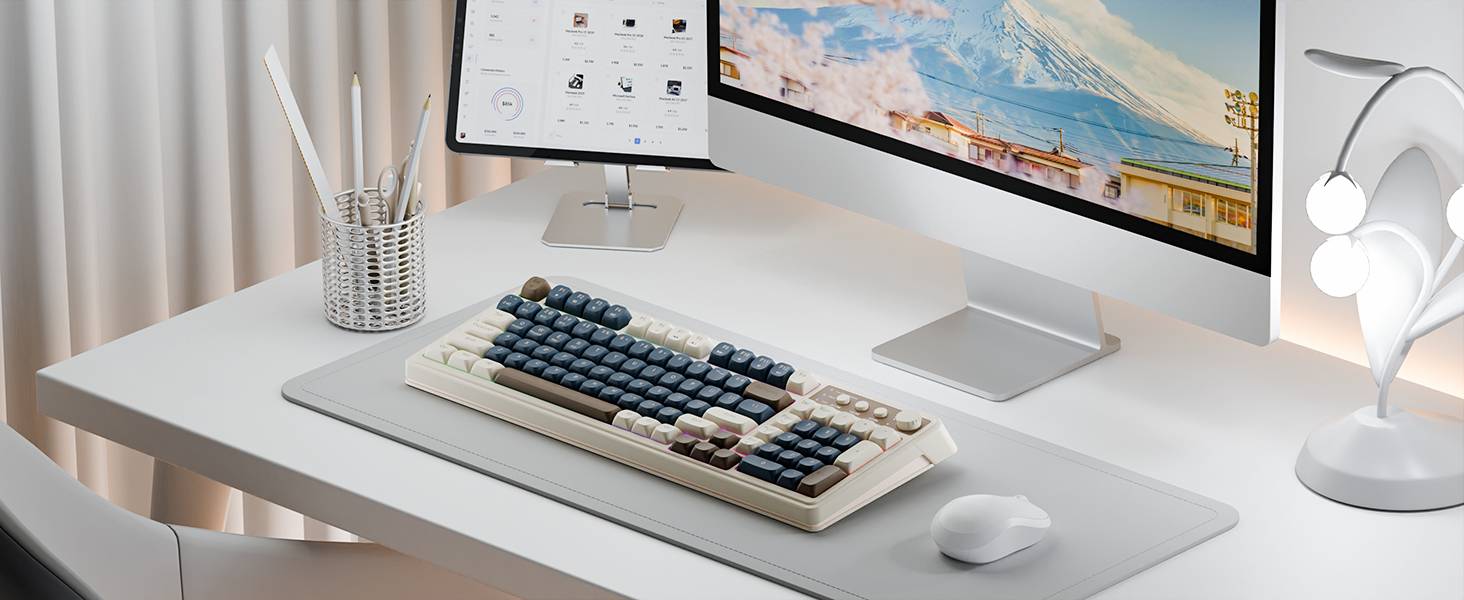 [Restock]AULA S99 Key Keyboard, Tri-Mode Bluetooth/2.4GHz/USB-C Cute Creamy Gaming Keyboard with Number Pad RGB Backlit, Media Knob Custom for MAC Xbox PC Gamer Valentine's Day gift S99 Keyboard Fixed Keycaps & Switches (Non-Replaceable)