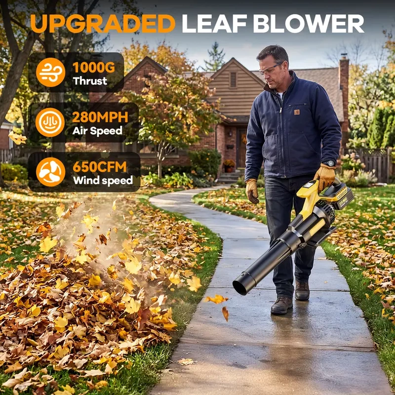 Smart Cordless Leaf & Light Snow Blower – 150 MPH, Dual 4.0Ah Batteries, LCD Control