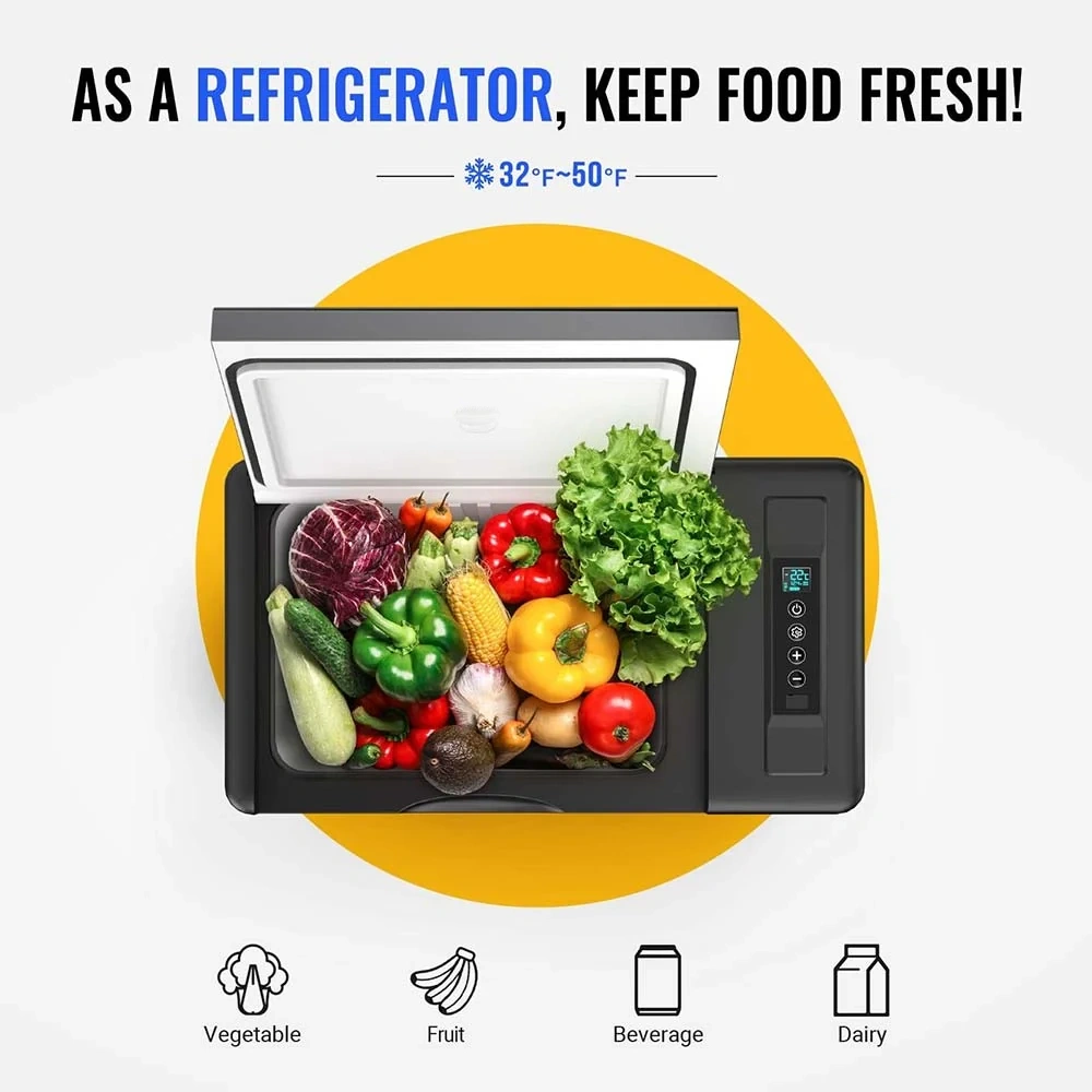 12V 23 Quart Portable Fridge Black For Travel