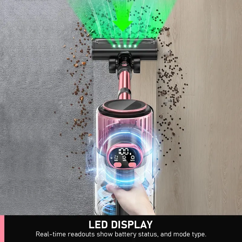 VICEASE Cordless Vacuum Cleaner - 450W, 33Kpa, LED Display