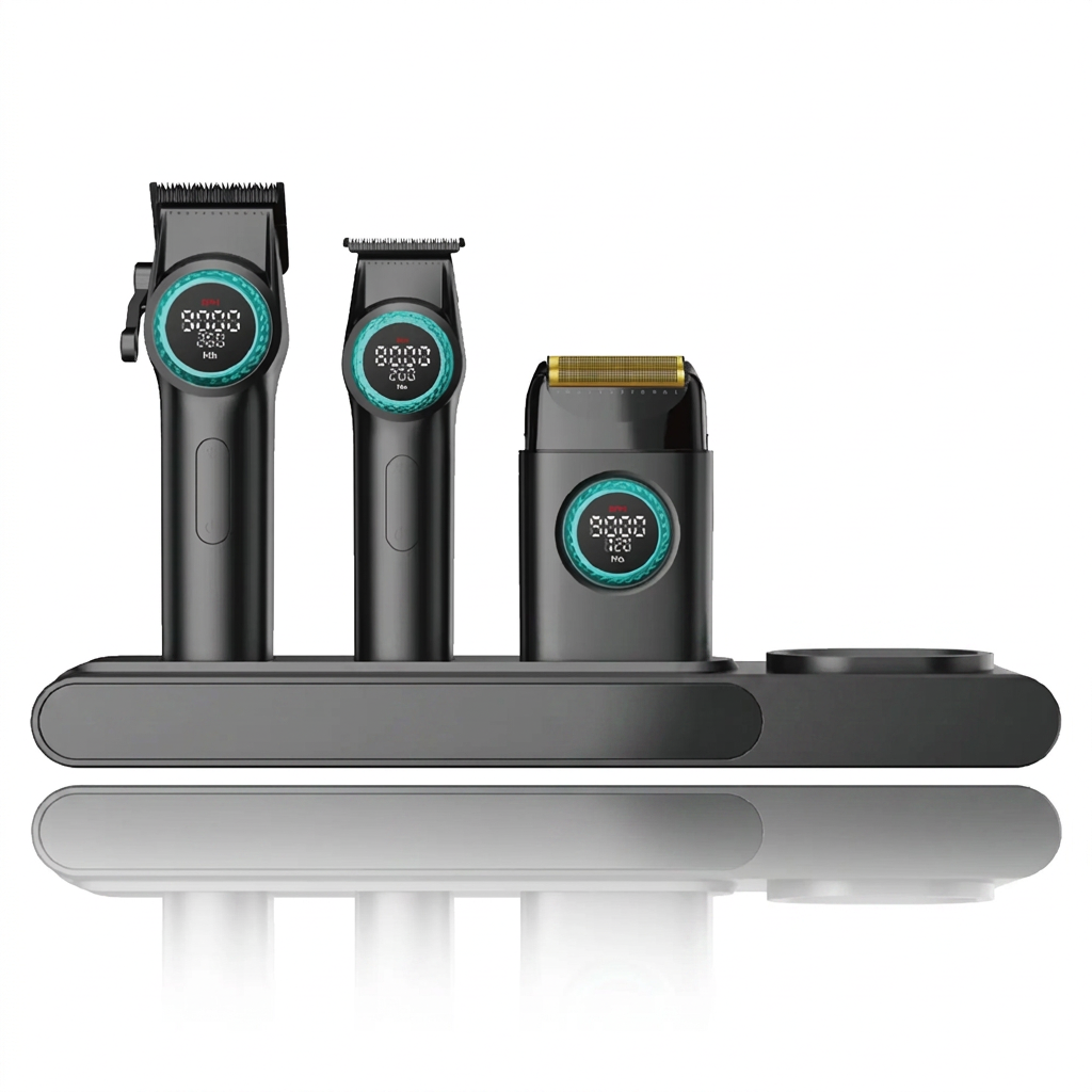 Professional Barber 4-in-1 Set with Hair Clipper, Trimmer & Dryer