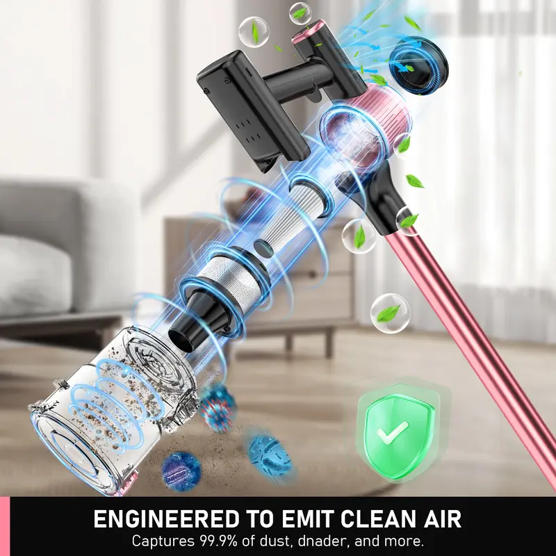VICEASE Cordless Vacuum Cleaner - 450W, 33Kpa, LED Display