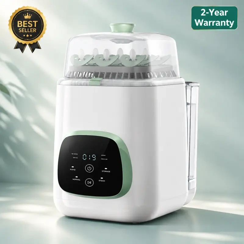 Automatic Baby Bottle Washer, 4‑in‑1 Wash UV Sterilizer Dryer & Storage, 9 Working Modes, Waste‑Tank‑Free Drainage, Water‑Saving Baby Bottle Cleaner for Bottles & Pump Parts